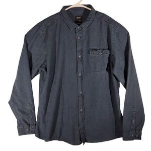 RVCA chambray shirt mens XL XLarge blue slim fit long sleeve button M561QRHO